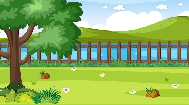 Vector blank landscape park scene with many trees