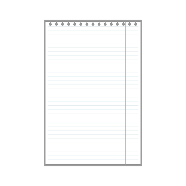 Vector blank lined page sheet for notes with ring holes