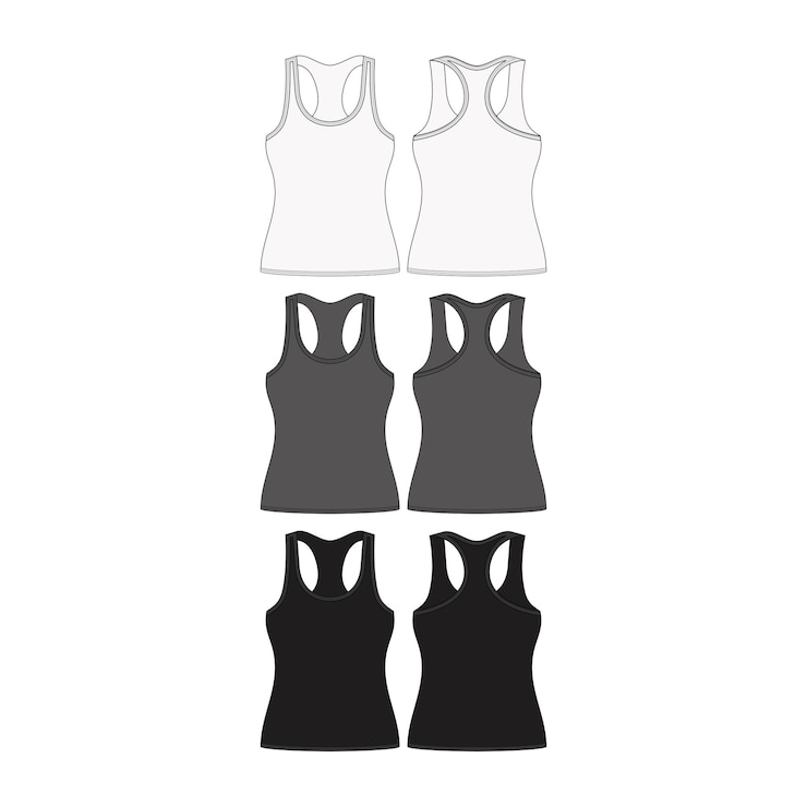 Vector blank mannelijke vrouwelijke tanktop mockup sjabloon tanktop sjabloon vest vrouwen tanktop kleding mockup