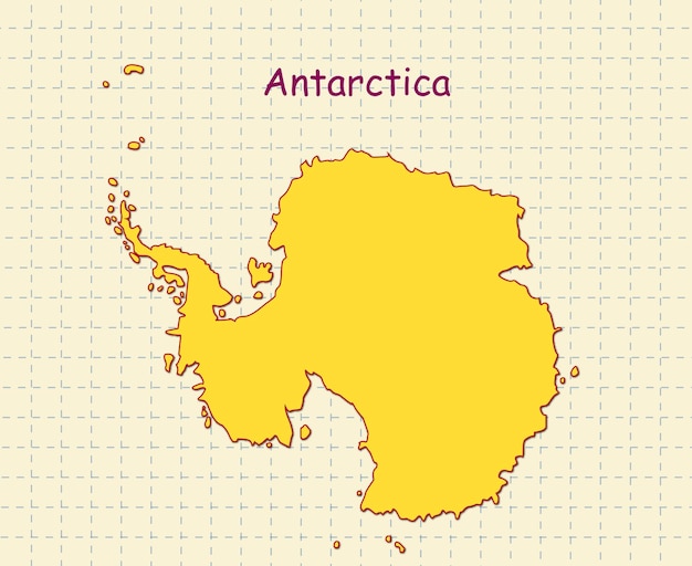 南極の白地図 南極の印刷可能な黄色の地図