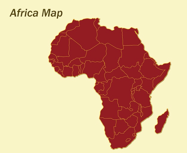 벡터 인쇄 가능한 아프리카의 빈 지도 아프리카의 붉은색 지도