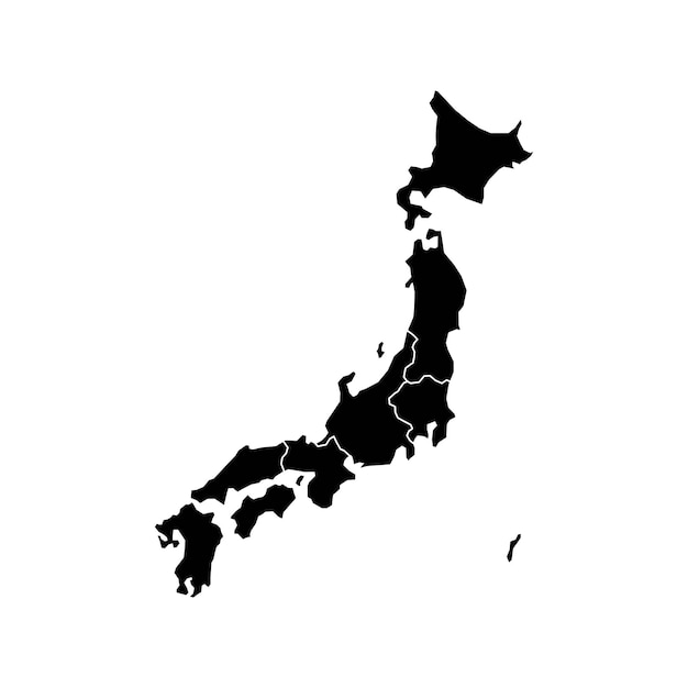 ベクトル 日本の白地図あなたのウェブ用の透明な背景に地方を持つ高品質の日本の地図