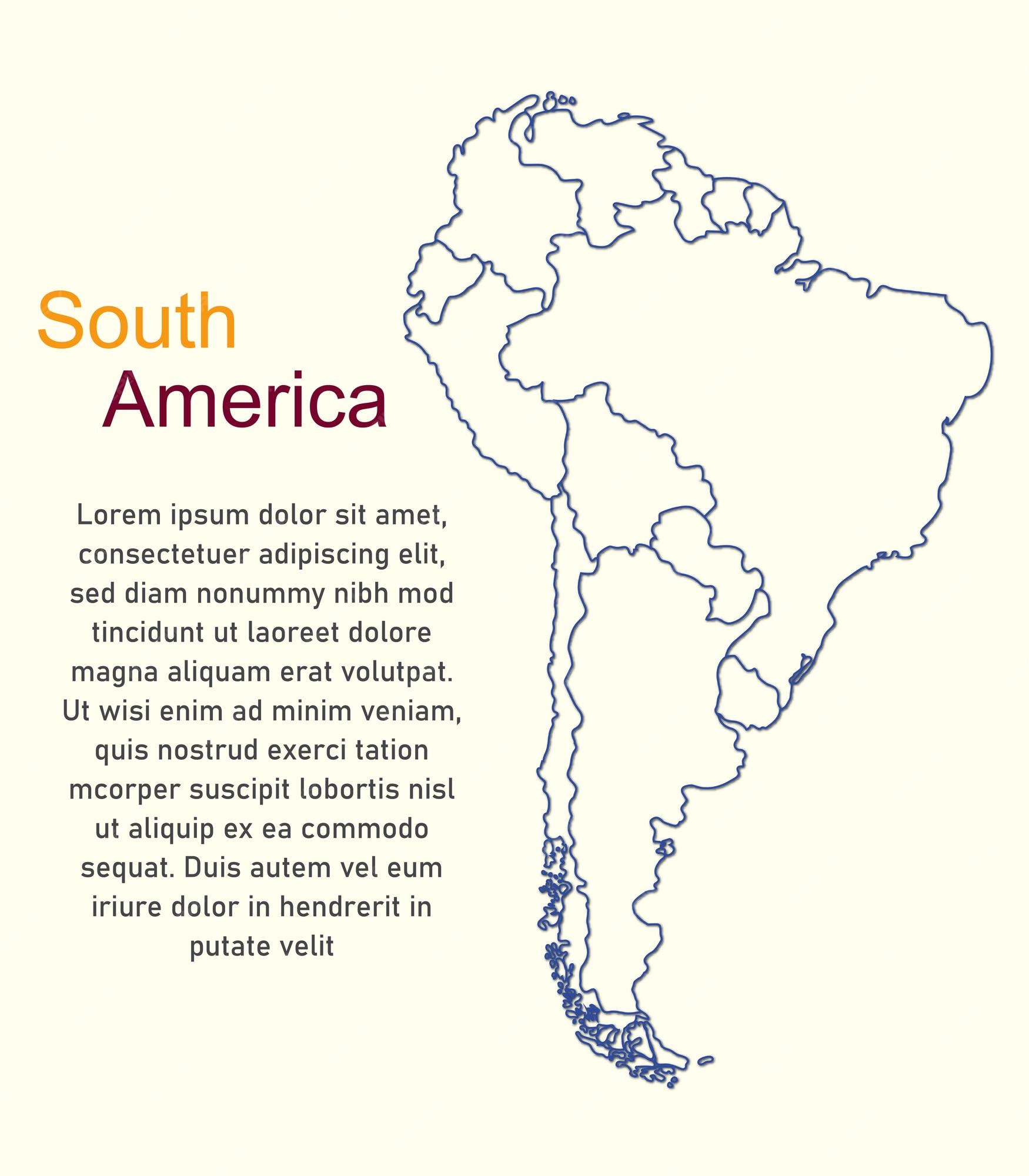 Premium Vector | Blank map of south america printable outline map of