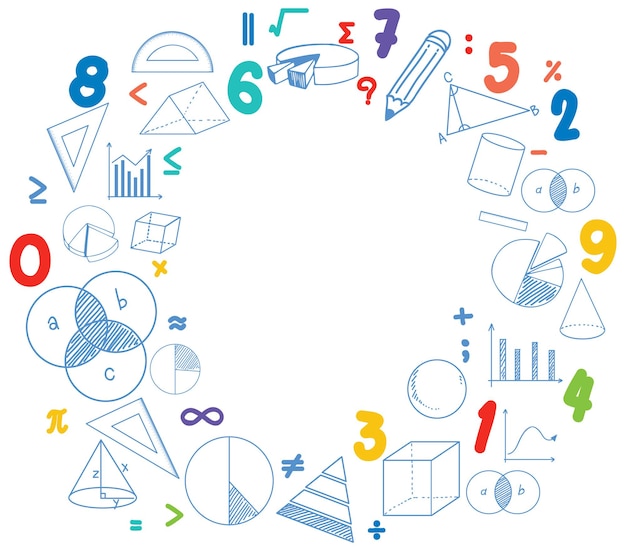 Vettore modello di matematica vuoto con strumenti ed elementi matematici