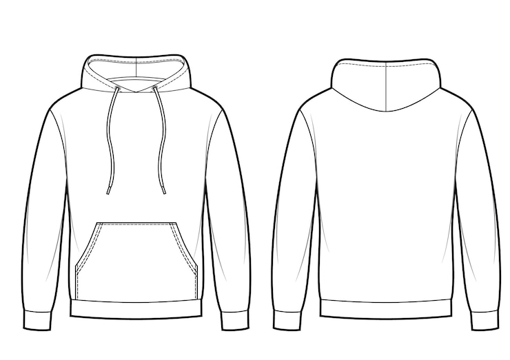 Premium Vector | Blank men's hoodie in front, back views. kangaroo ...