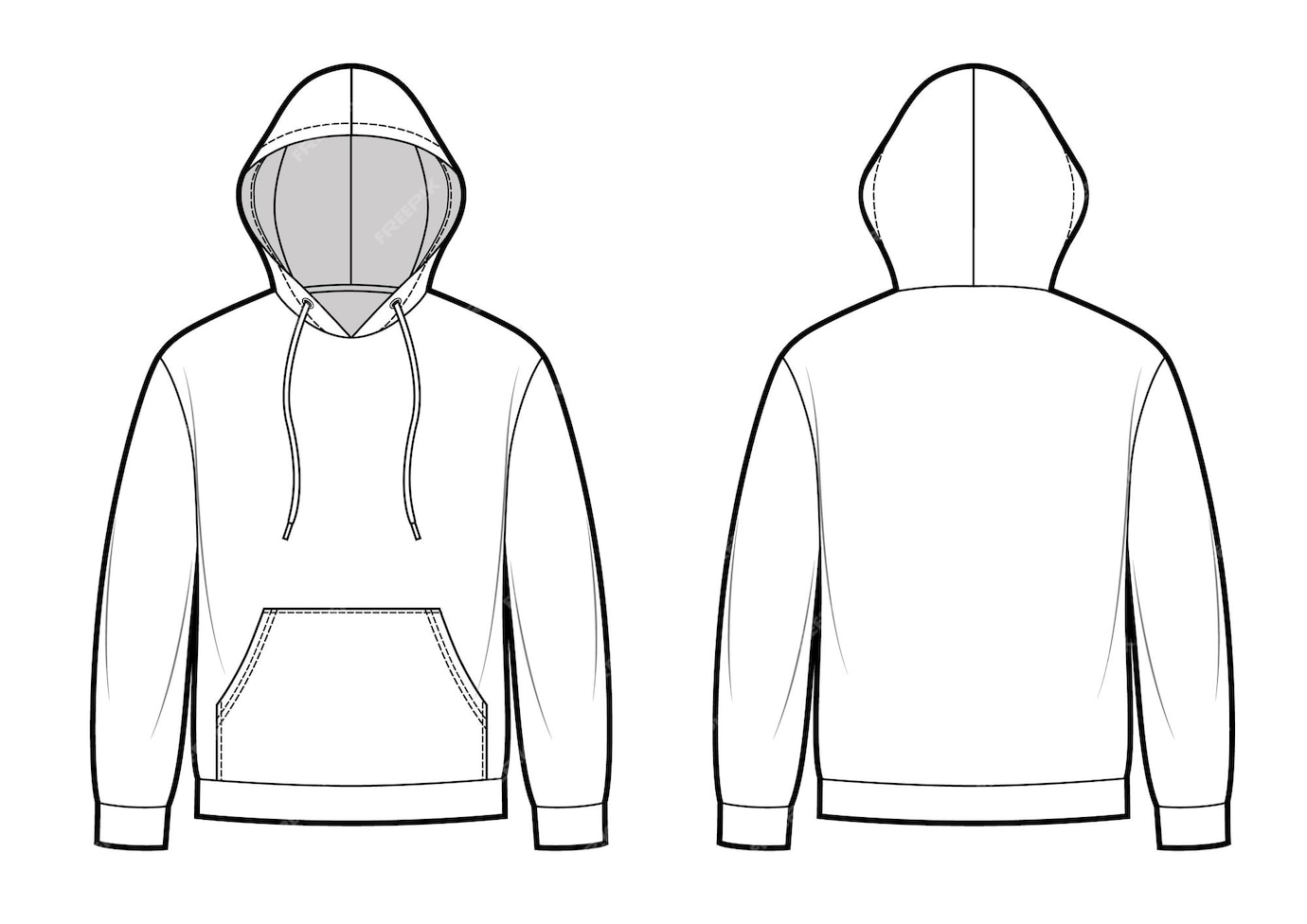 Premium Vector | Blank men's and women's hoodies in front, back views ...