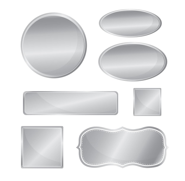 Blank metalen icoon set zilveren kleur