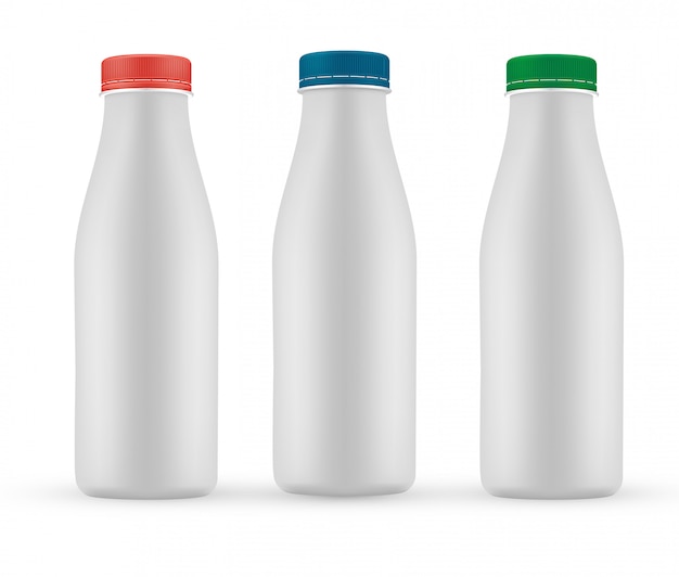 Blank milk or yoghurt white bottle with screw cap