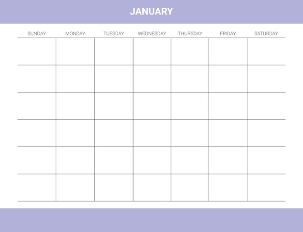 Vector blank monthly calendar page