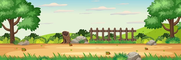 Vector blank nature garden horizontal scene