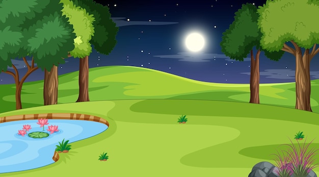 Blank nature landscape at night scene