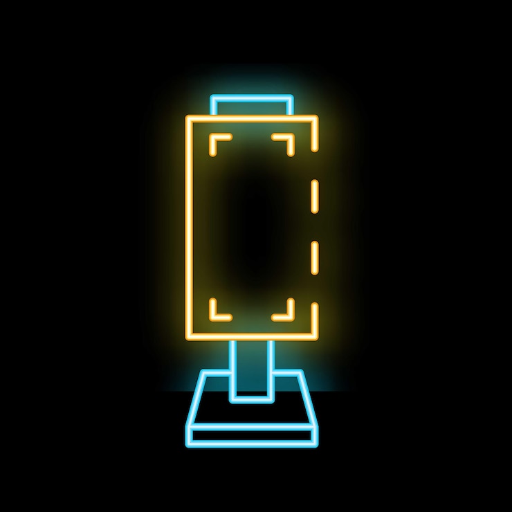 Vector blank neon sign showing retail space for lease