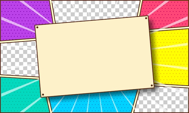 Blank note comic design isolated on colorful background