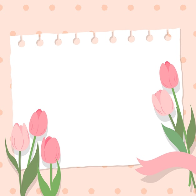 blank note paper with tulips