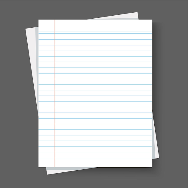 Blank notebook paper sheet with lines vector illustration