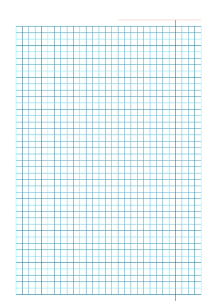 余白のある空白のノートブックシート白い背景に青い四角のシート