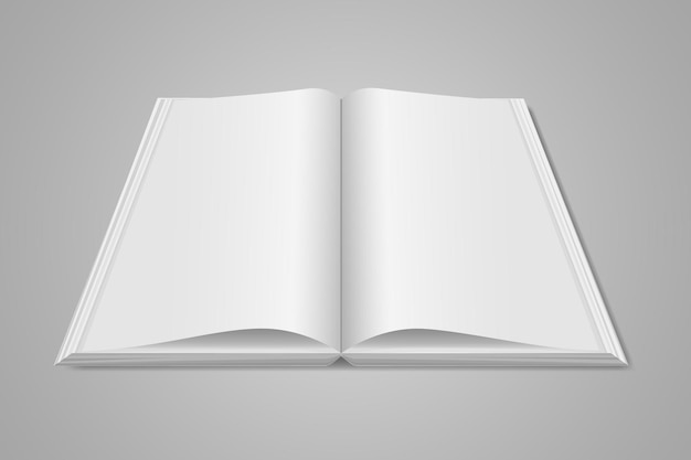 Blank open book on gray