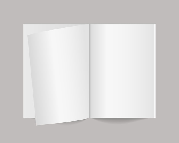 Blank open magazine, book, notebook, booklet, brochure or catalog. Realistic magazine or catalog mockup. Template design. Realistic illustration.