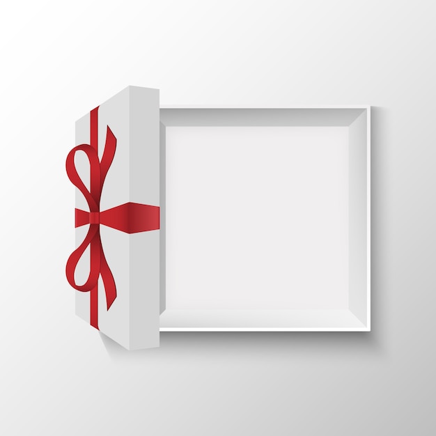 Blank Opened gift box with red bow