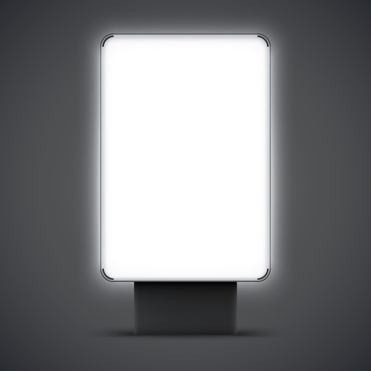Vector blank outdoor lightbox isolated. city lightbox with black and silver frame. vector illustration