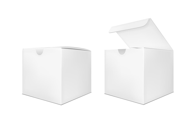 Blank paper box on white background