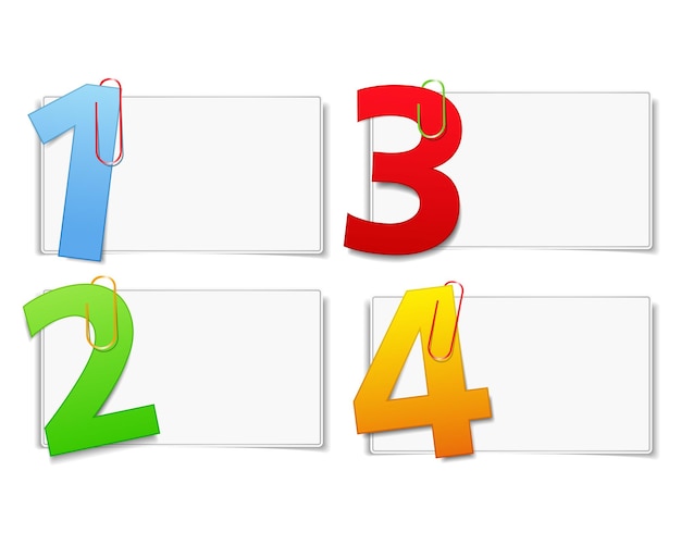 Blank paper cards with numbers,  illustration