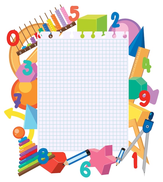 Vector blank paper note math theme