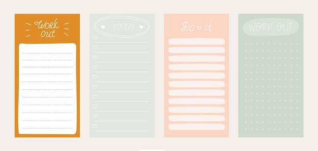 Blank paper notes for to-do list,planner, memories, recipes and various stickers. set of planners.