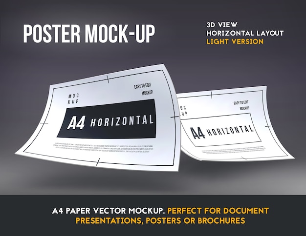 Vector blank paper sheet horizontal template.