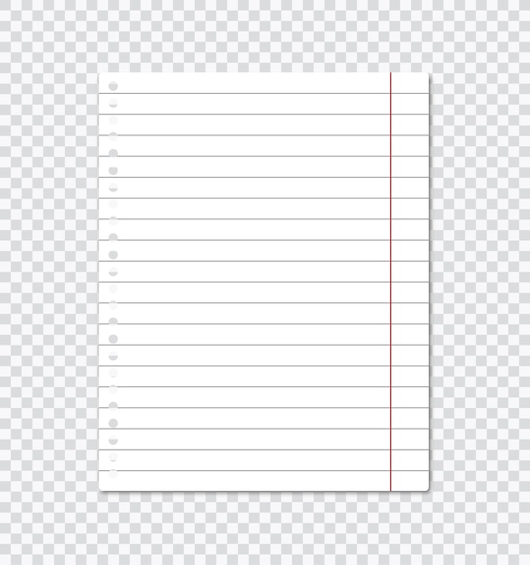 Blank paper sheets of notebook or copybook Vector realistic paper sheet notepad page isolated