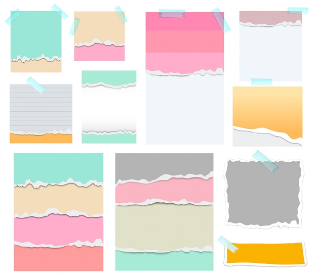 Blank paper template with colorful papers