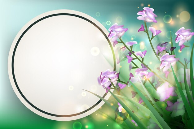 Blank paper template with spring flower background