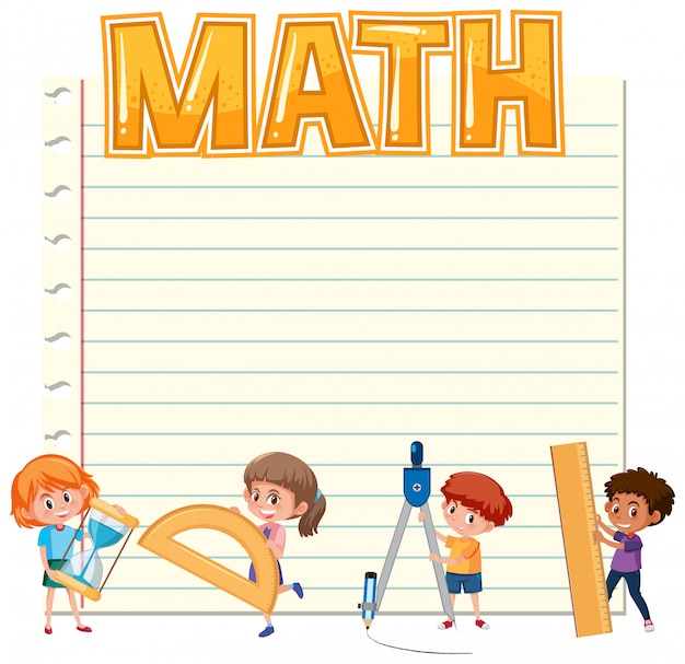 Vector blank paper with kids and math equipments