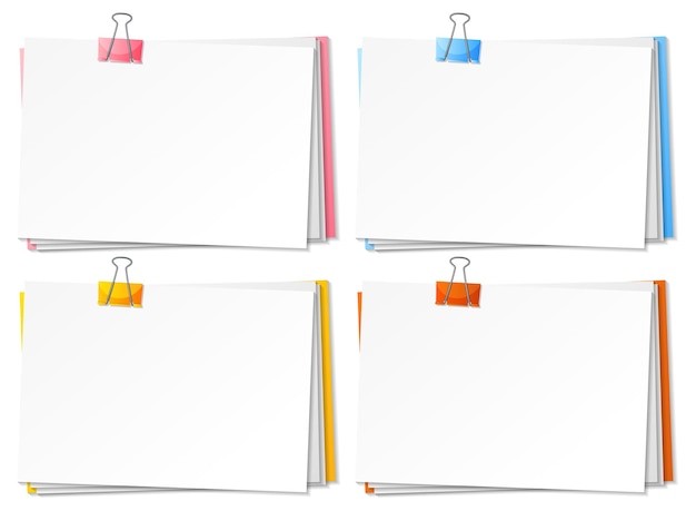 Vector blank papers and binder clip template