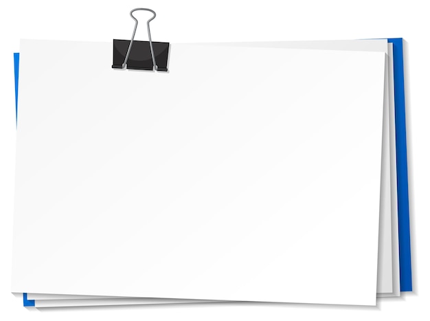 Vettore documenti in bianco e modello di clip legante