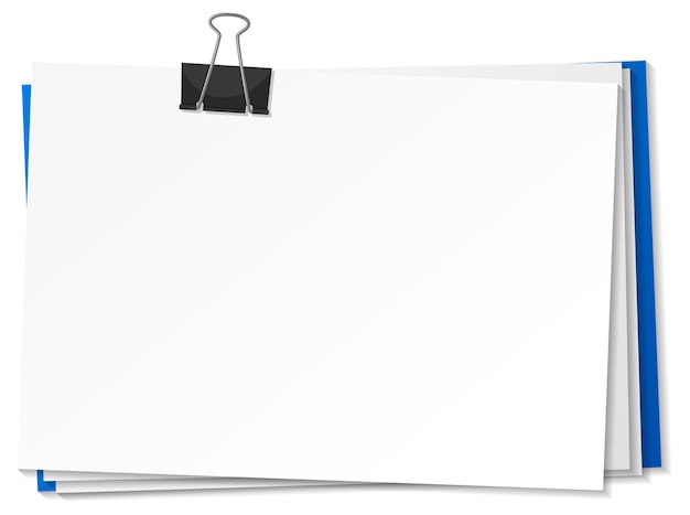 Blank papers and binder clip template