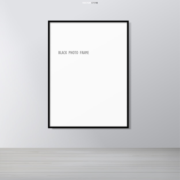 Vector blank photo frame or picture frame in room space background.