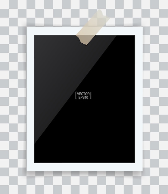 Vector blank photo frame on transparent background.