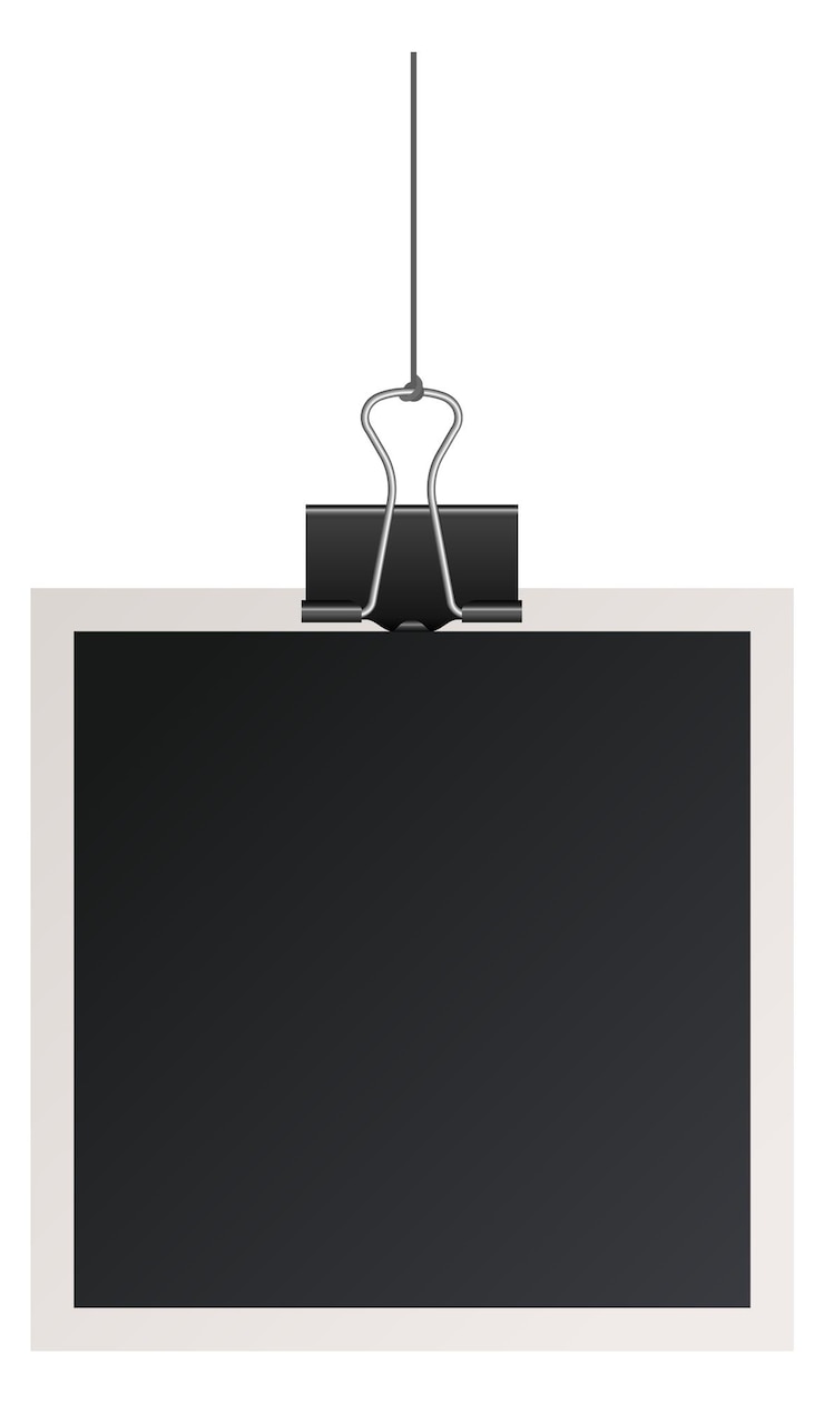 Vector blank picture frame attach mockup empty photo