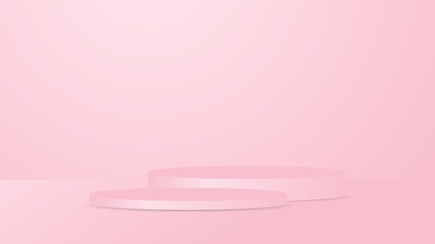 Vector blank pink podium for product display cosmetic advertising stand on studio lighting background