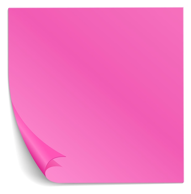 Blank pink sticky note Curled corner paper