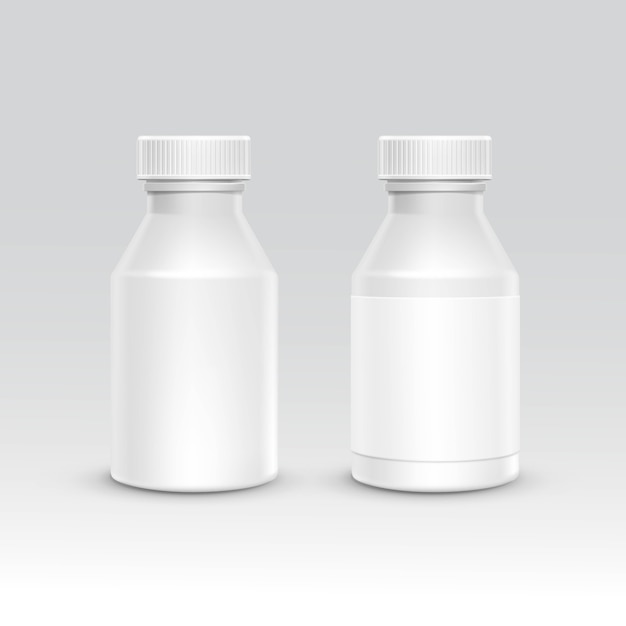 Blank Plastic Packaging Bottle with Cap for Pills   Isolated