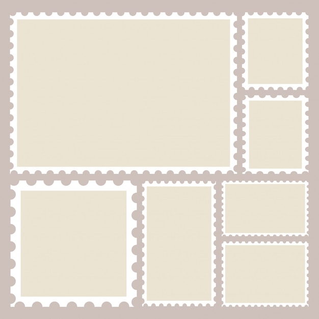 Vector blank postage stamps template set