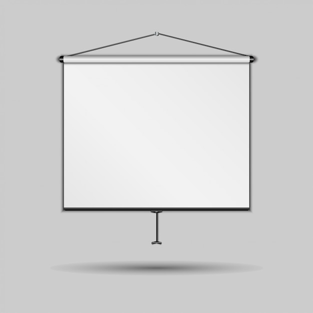 Vector blank presentation screen, whiteboard, on gray background,