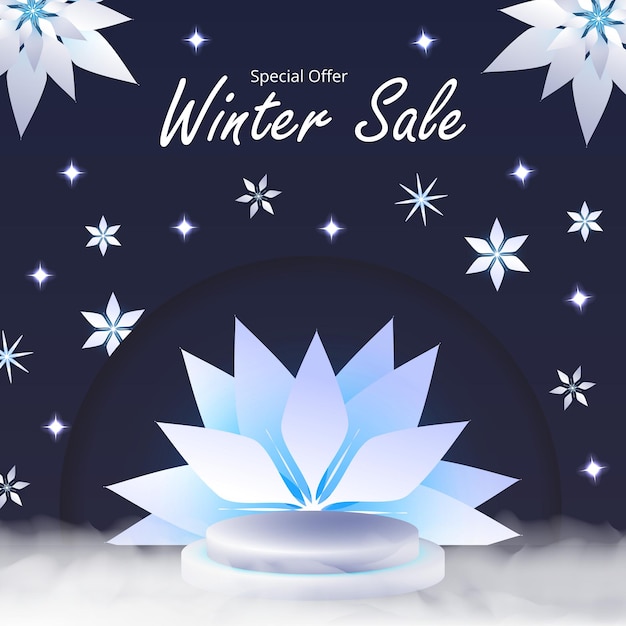 Vector blank product winter sale blue ice color, for social media