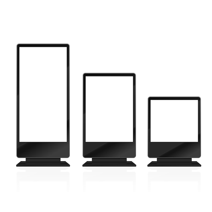 Vector blank promo stand with lcd screen mock up vector illustration