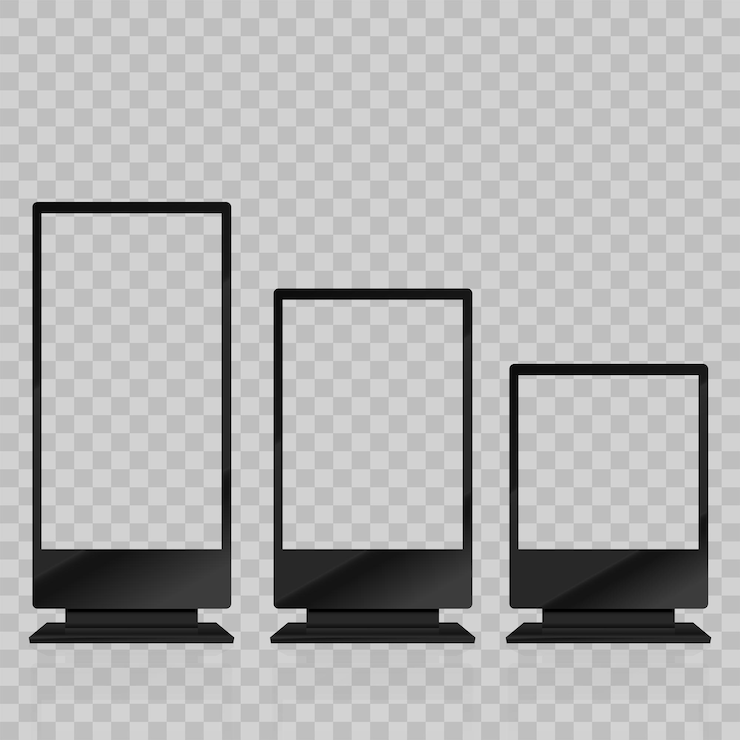 Vector blank promo stand with lcd screen mock up vector illustration