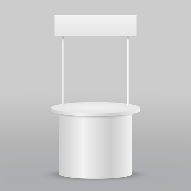 Vector blank promotion counter. retail trade stand isolated