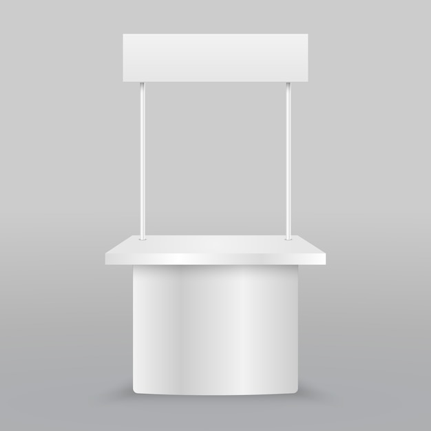 Vector blank promotion counter. retail trade stand isolated