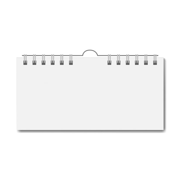 Blank realistic rectangular calendar on spiral